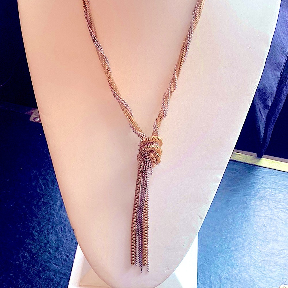 Unique Gold and Silver Knotted Chain Necklace